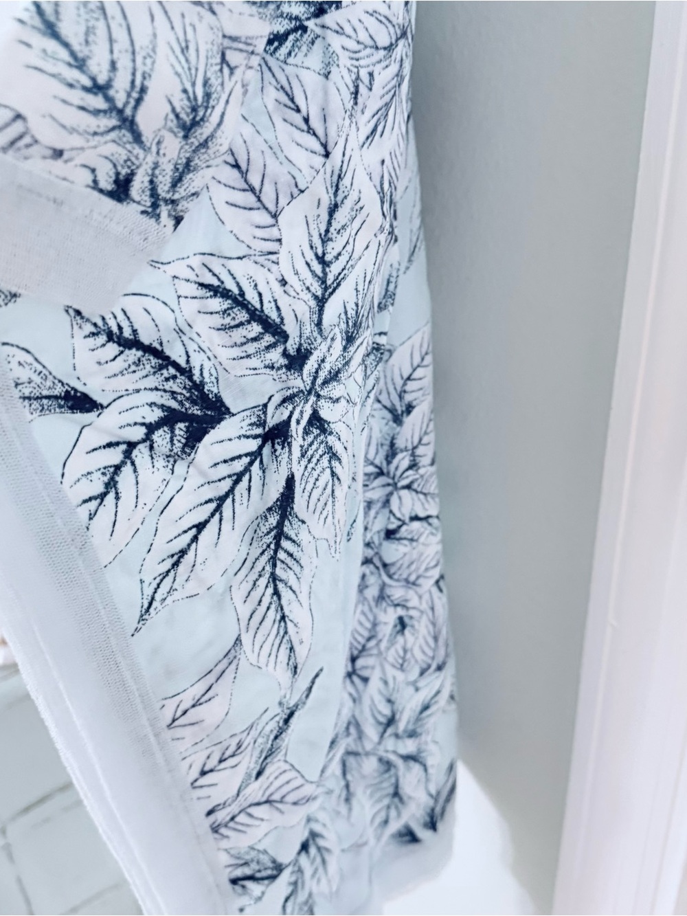 Peck & Peck Womens Top XL blue linen floral tropical batwing short sleeve EUC - Picture 10 of 14